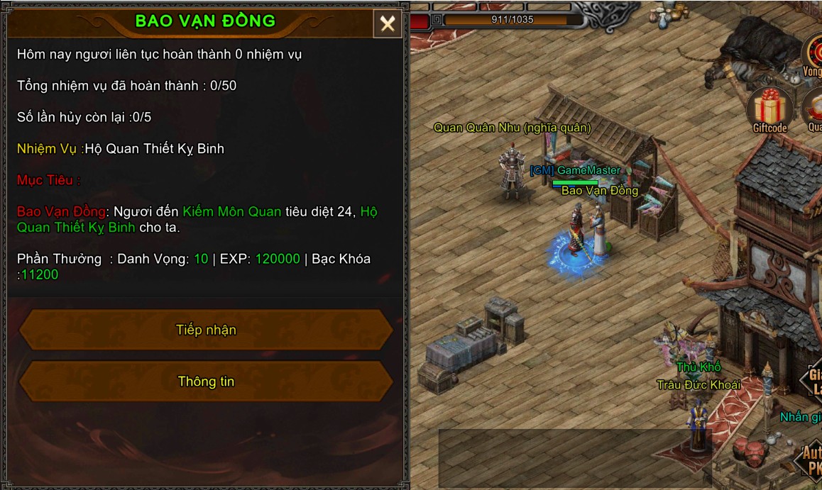 Nhiệm vụ Bao Vạn Đồng - 1 Kiếm Mobile